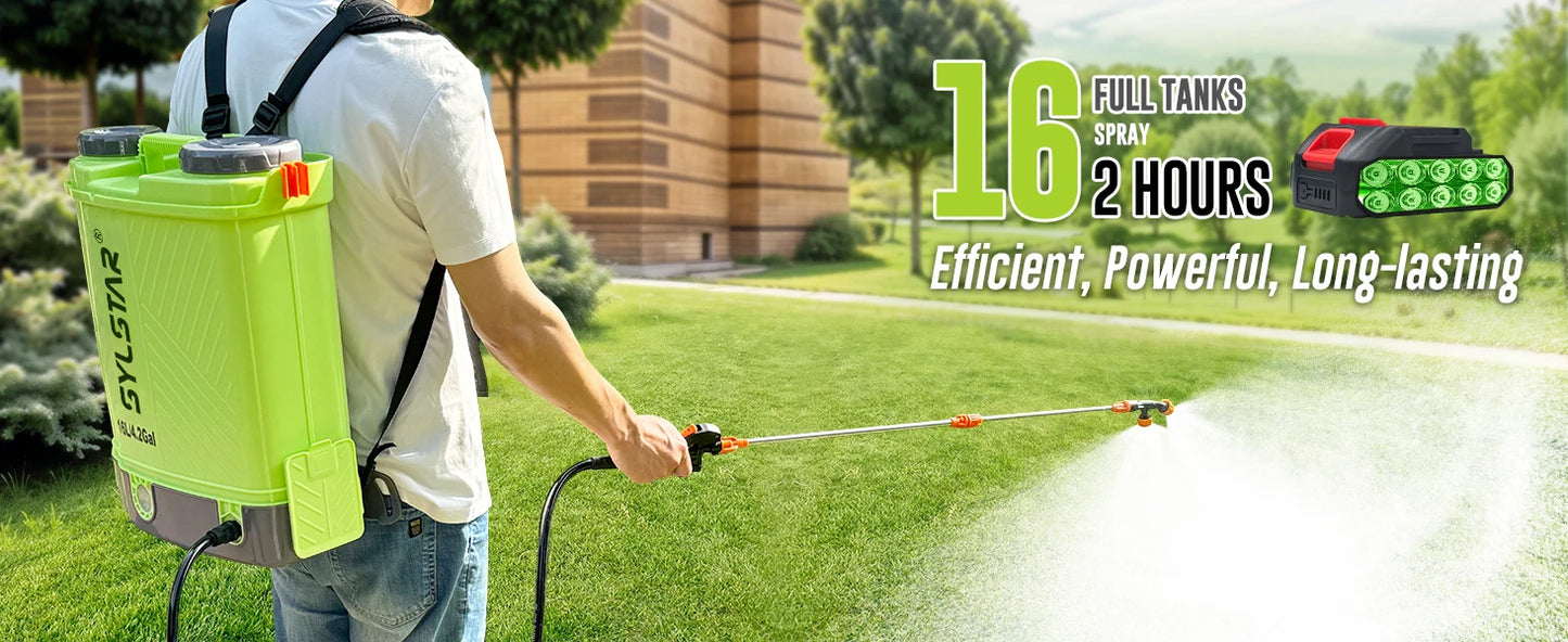 4 Gallon Battery Powered Backpack Sprayer 16L Agriculture Spray 100 PSI 5 Nozzles Electric Graden Sprayer