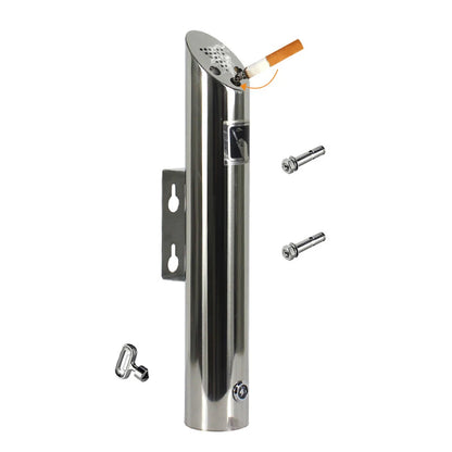 Wall Mounted Cylinder Cigarette Ash Bin Stainless Steel Outside Wall