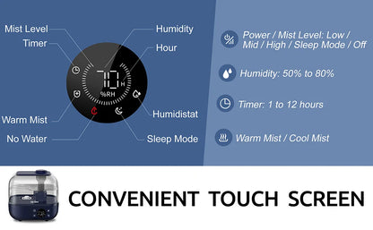 SEJOY 5L Humidifiers for Bedroom Large Capacity Low Noise for Home Office Ultrasonic Mist Humidifier
