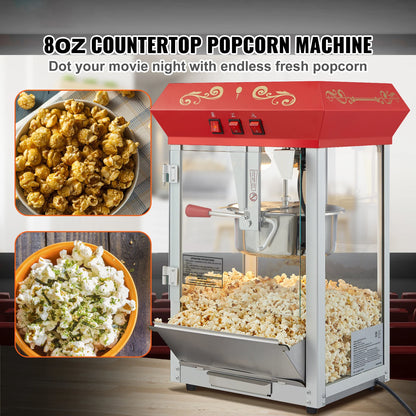 Electric Popcorn Maker Commercial Popper Machine  Automatic  8/12Oz Corn Cookware with Scoop
