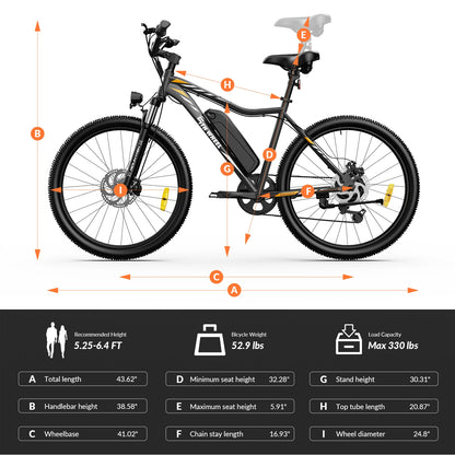 Electric Bike, 500W Motor, 468Wh Removable Battery, 37KM/H Max Speed,  Front Suspension