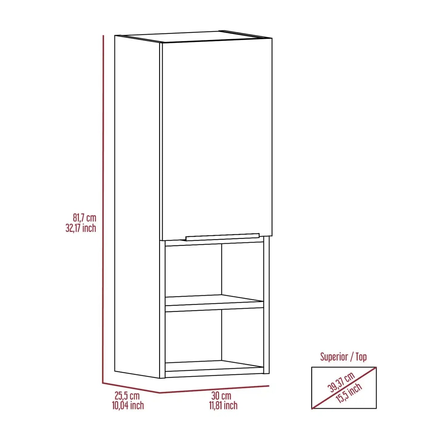 Mila Bathroom Cabinet, Two Interior  Shelves, Two External Shelves, Single Door Cabinet White