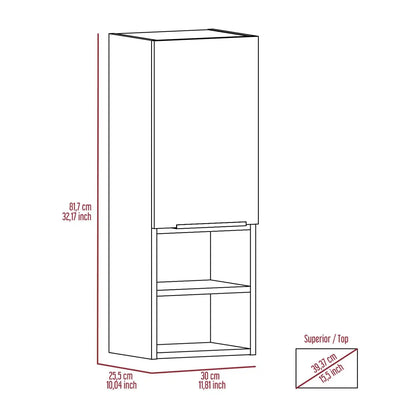 Mila Bathroom Cabinet, Two Interior  Shelves, Two External Shelves, Single Door Cabinet White