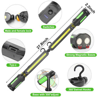 20w Rechargeable LED Work Light Adjustable Cordless Magnetic