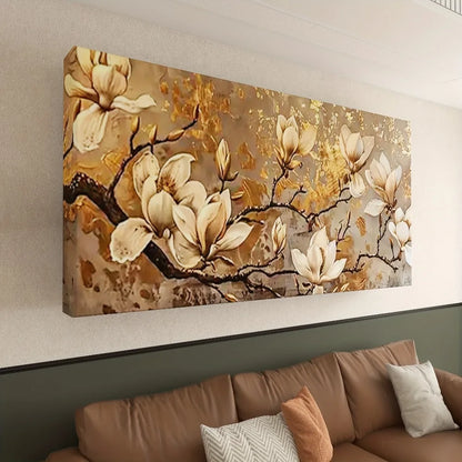 Golden Lily canvas art, 1.5 inch thick wood frame, canvas printed large mural for modern homes and offices