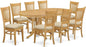 9 Piece Kitchen Set Includes an Oval Table with Butterfly Leaf and 8 Linen Fabric Dining Room Chairs