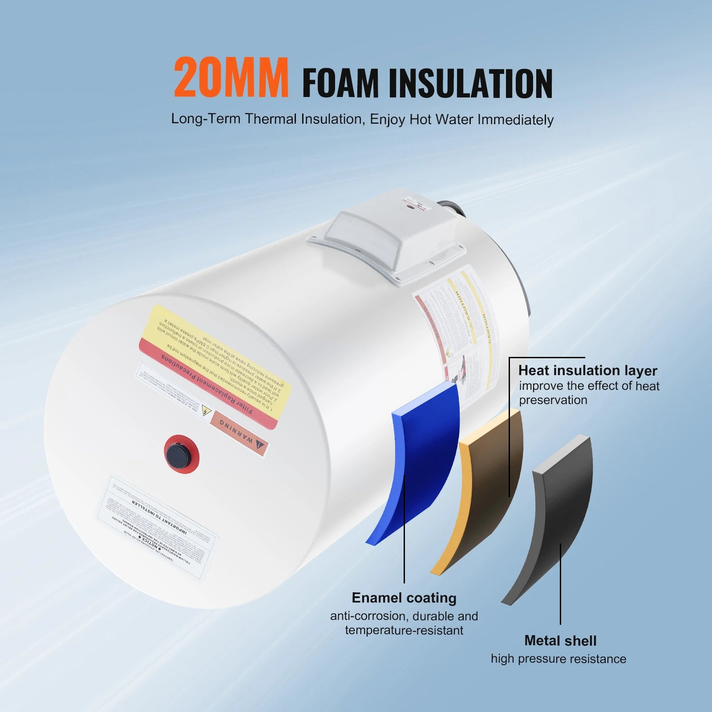 SucceBuy Electric Water Heater 40/70L Tank Instant Hot Water Heater 1.6Kw Tankless Water Heater w/ LED  110v