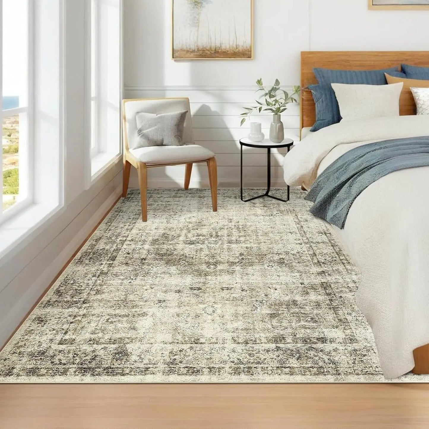 Washable Area Rug Stain-Resistant Throw Rug Indoor Carpet