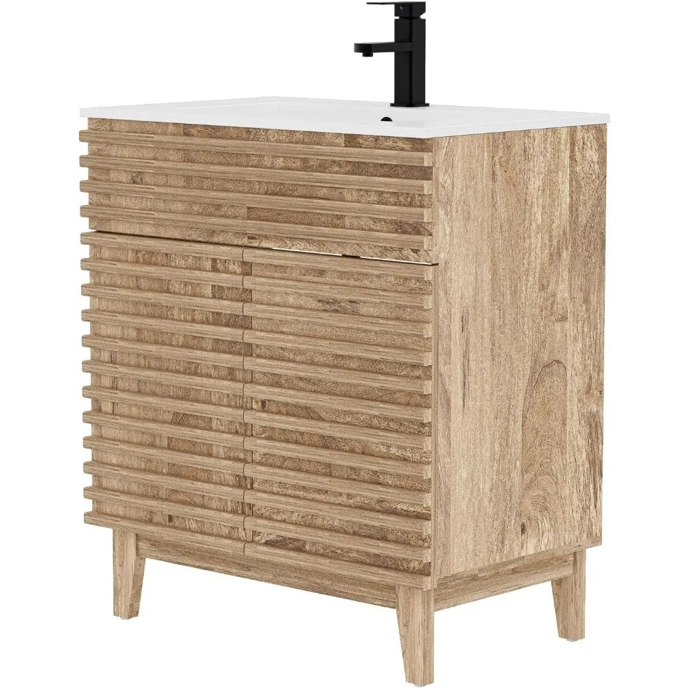 30" Bathroom Vanity with Sink Combo, Storage Cabinet  Ceramic Sink and Water Saving Faucet,