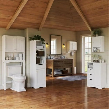 Storage Cabinet; Freestanding; Three Open Shelves and Drawer