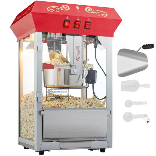 Electric Popcorn Maker Commercial Popper Machine  Automatic  8/12Oz Corn Cookware with Scoop