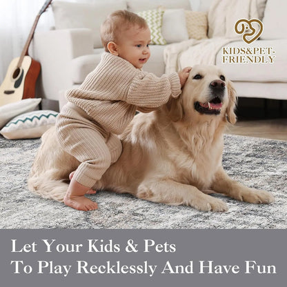 Washable Area Rug Stain-Resistant Throw Rug Indoor Carpet