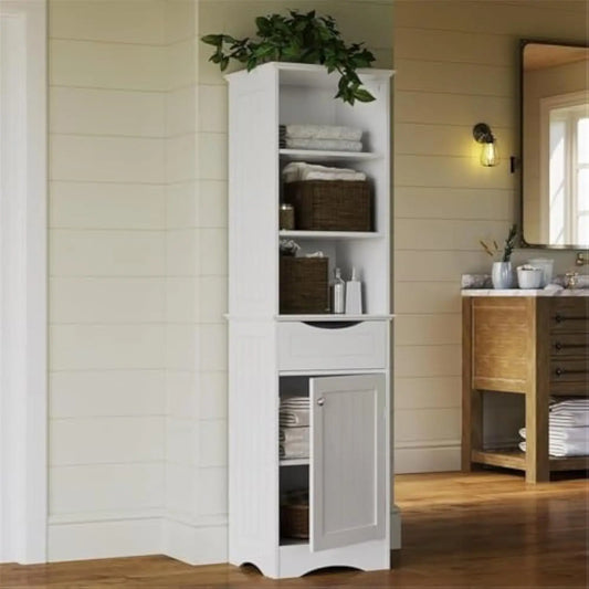 Storage Cabinet; Freestanding; Three Open Shelves and Drawer