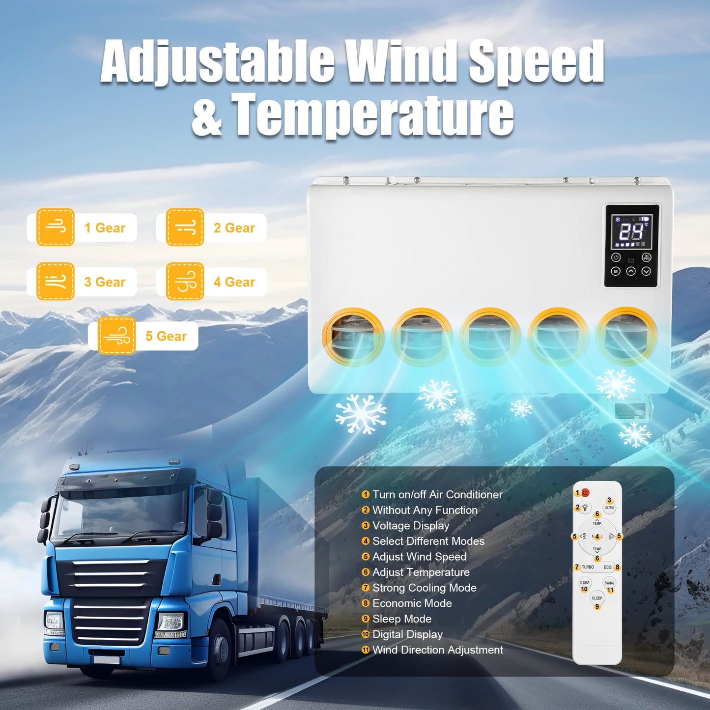 12V 960W  Split White Air Conditioner Kit