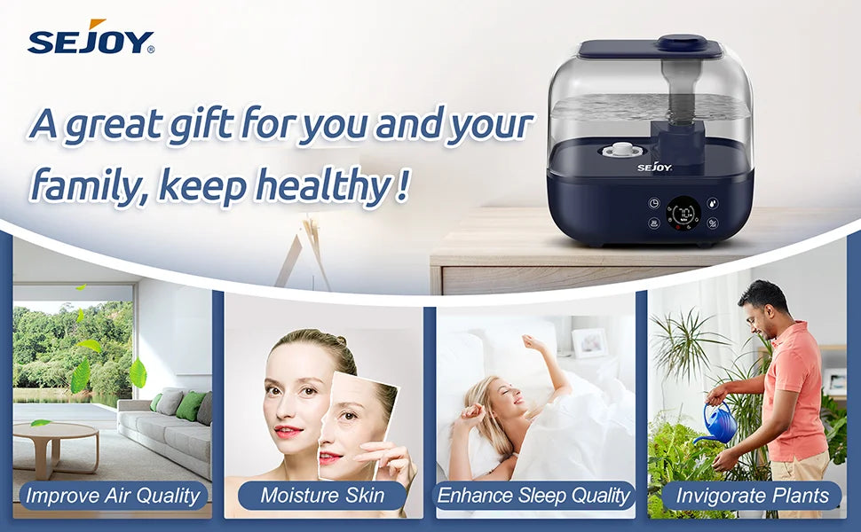 SEJOY 5L Humidifiers for Bedroom Large Capacity Low Noise for Home Office Ultrasonic Mist Humidifier