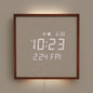Wooden Frame LED Silent Wall Clock with Remote, Backlit Nightlight