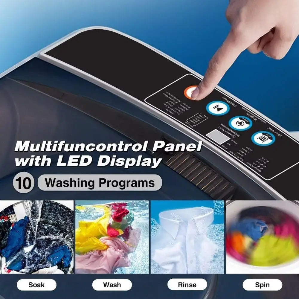 Automatic Compact Portable Washing Machine 10 Programs Space Saving Design Ideal