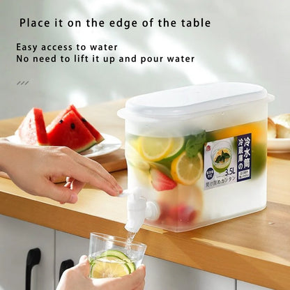 BPA Free 3.5L Cold Water Jug Clear Tea Kettle with Faucet Beverage Dispenser Refrigerator Water Container For Kitchen, Camping