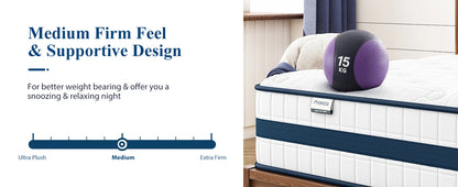 10-12'' Twin/King/Queen Size Mattress, Bed with Gel Memory Foam & Individually Pocket Coils for Pressure Relief & Support Made in USA