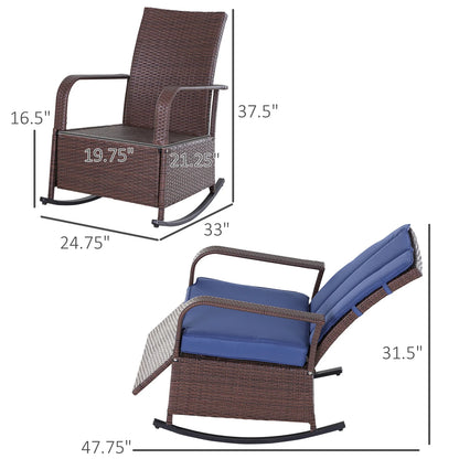 Adjustable Wicker Recliner Cushion Rocker Chair Pool Chaise Patio Lounge Outdoor NICE!