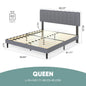 Wooden Solid Bed Frame with Fabric Upholstered 800LBS Sturdy Slats Support