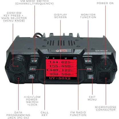 UV-50X2 (Second Gen.) Mobile 50 Watt Dual Band Base, Mobile Radio: VHF, UHF Amateur (Ham)