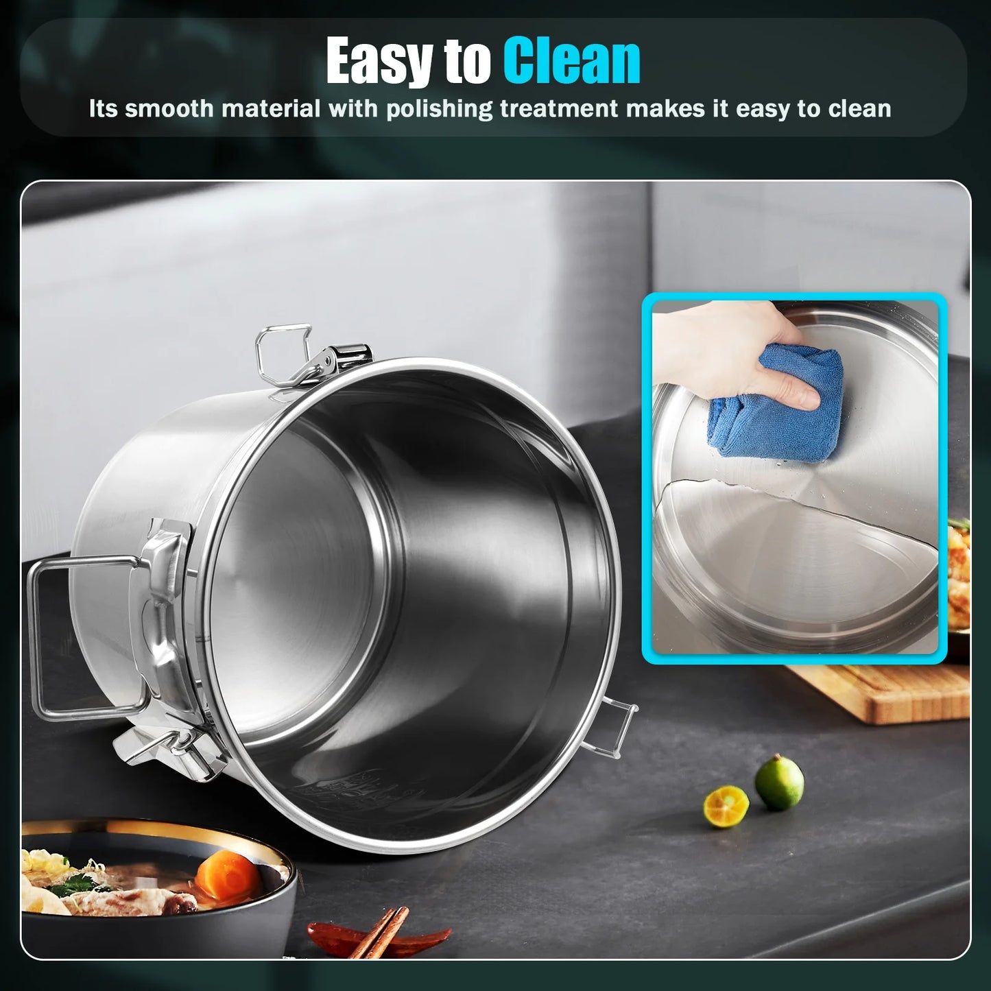 304 Stainless Steel Vacuum Sealed Cannister; Cooking or Storage