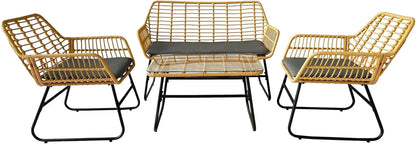 4-Piece Rattan Patio Set: Indoor/Outdoor Wicker