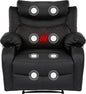 Overstuffed Massage Recliner Chair with Heat Fabric Massaging Manual Recliner with Cup Holders