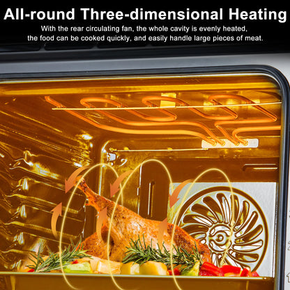 24" Single Wall Oven Built-in Electric Oven 2.5 Cu.ft Stainless Steel Steam Bake Air Fry 8 Preset Modes Sensor Touch Control