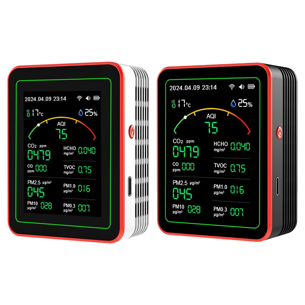 WiFi 15 in 1 Indoor Air Quality Monitor TFT Display Portable AQI PM0.3 PM1.0 PM2.5 PM10 Tester Household CO CO2 TVOC HCHO Tester