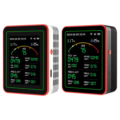 WiFi 15 in 1 Indoor Air Quality Monitor TFT Display Portable AQI PM0.3 PM1.0 PM2.5 PM10 Tester Household CO CO2 TVOC HCHO Tester