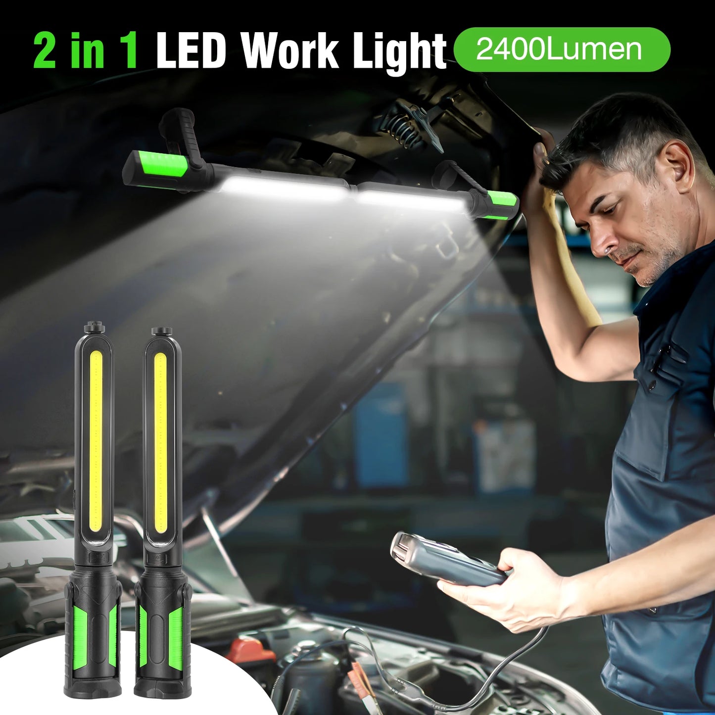 20w Rechargeable LED Work Light Adjustable Cordless Magnetic