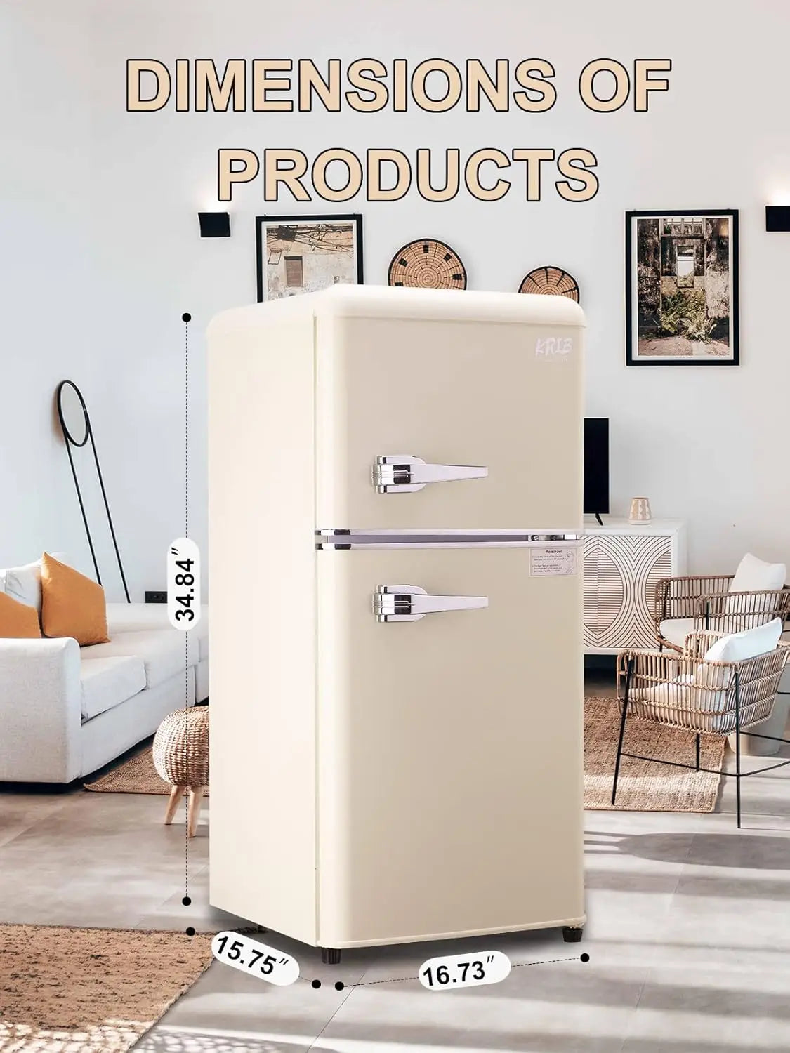 3.2 Cu.ft Compact Mini Fridge with Freezer, Retro Design Small size for Dorm, RV, Tiny Home