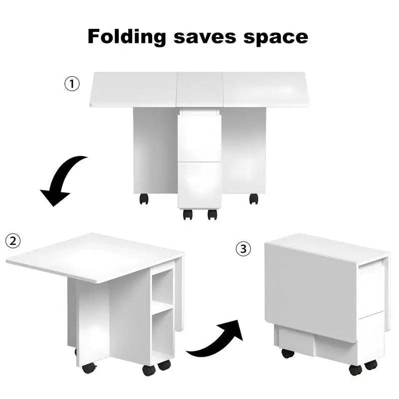Folding Drop Leaf Dining Table Set for 4 with 4 Chairs, Space Saving Foldable or use as kitchen island