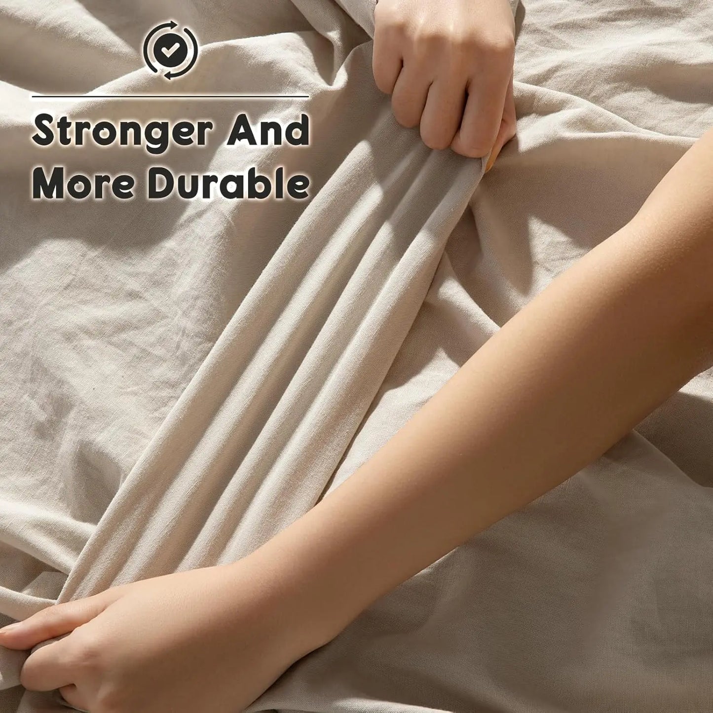 100% French Washed Pure Linen Sheets, Breathable and Cooling Bed Sheets, Soft Durable for Hot Sleepers Anti-Tear Line Flax Sheet