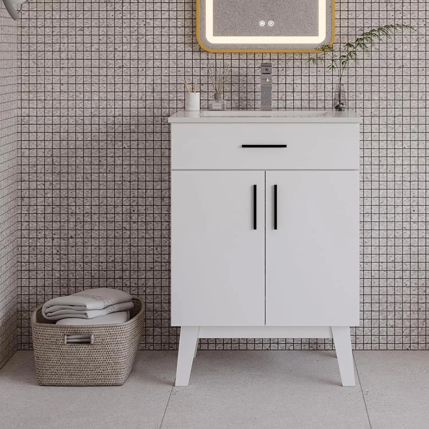 24" Bathroom Vanity with or without Sink, Two Soft Close Cabinet Doors