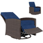 Reclining Rattan 360 °   Swivel Chair, Outdoor Patio Cushioned Recliner Dark Blue