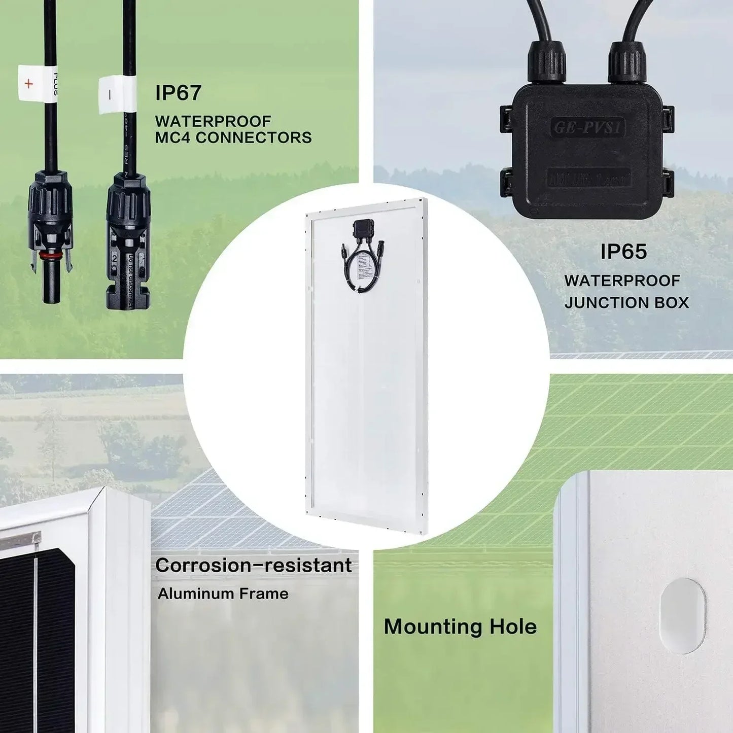 Solar Panel Kit 100 Watt 12 Volt Monocrystalline Off Grid System for Homes RV Boat + 30A 12V/24V Solar Charge Controller