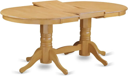 9 Piece Kitchen Set Includes an Oval Table with Butterfly Leaf and 8 Linen Fabric Dining Room Chairs