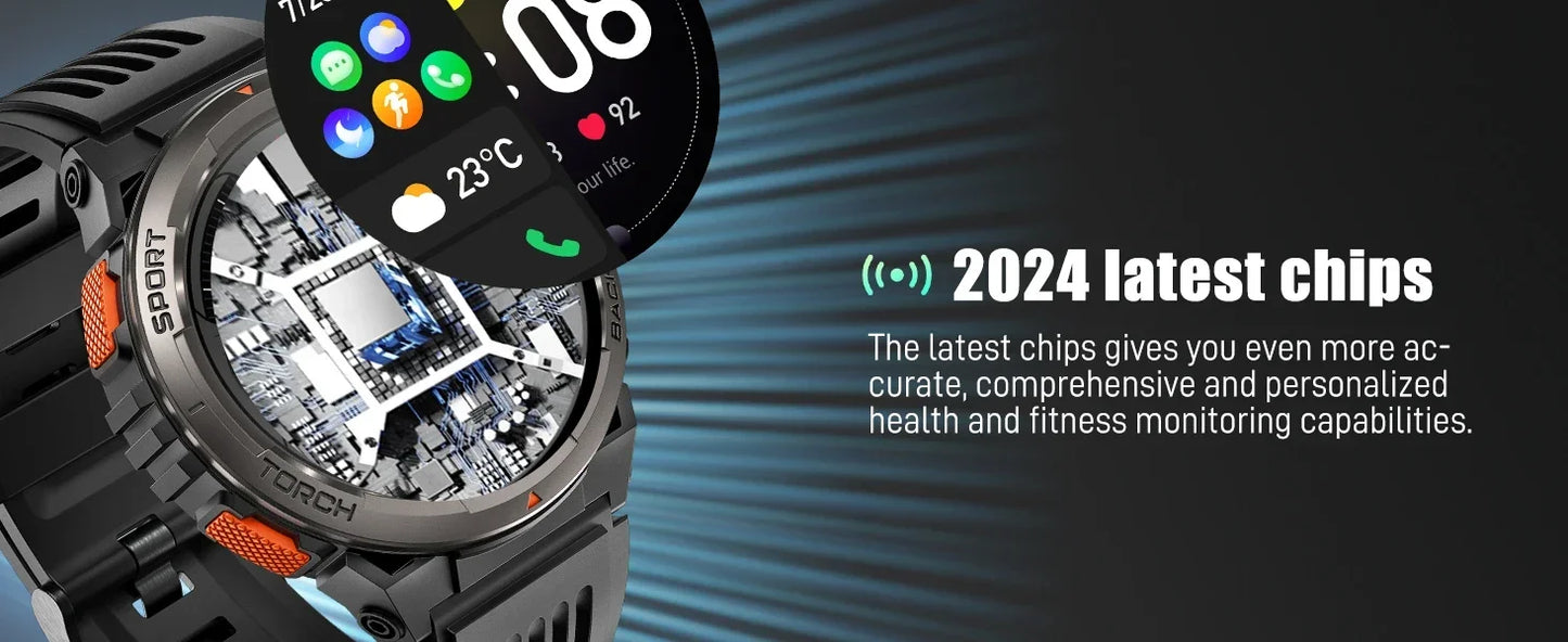 LaNikar New Smart Watch KE5 3ATM Waterproof Original Design Sports Watch With Compass And Altitude Barometer LED Flashlight Call