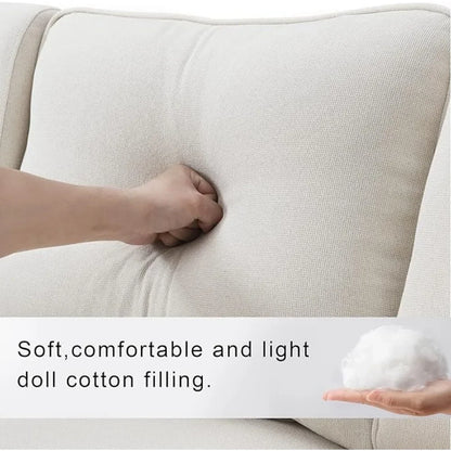 Linen Fabric Sectional Sofa with Console,114.2inch  4-Seat Couch with 4 Pillows