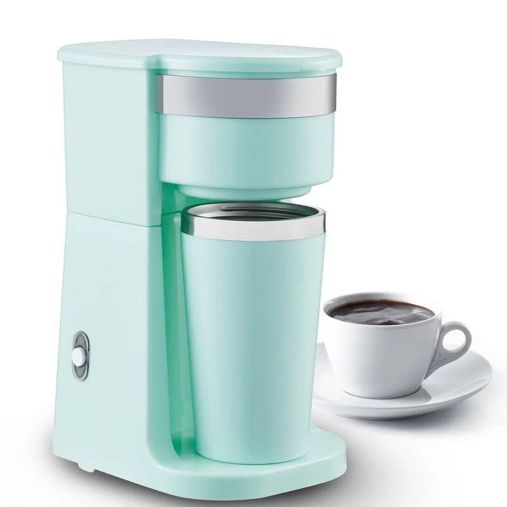 Personal Coffee Maker with Stainless Steel Travel Mug Auto Shut Off 14oz Capacity