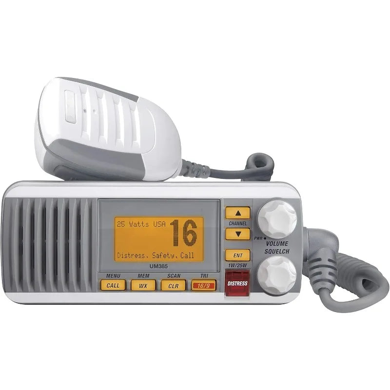 UM385 25 Watt Fixed Mount Marine Vhf Radio, Waterproof IPX4 With Triple Watch, Dsc, Emergency/Noaa Weather Alert
