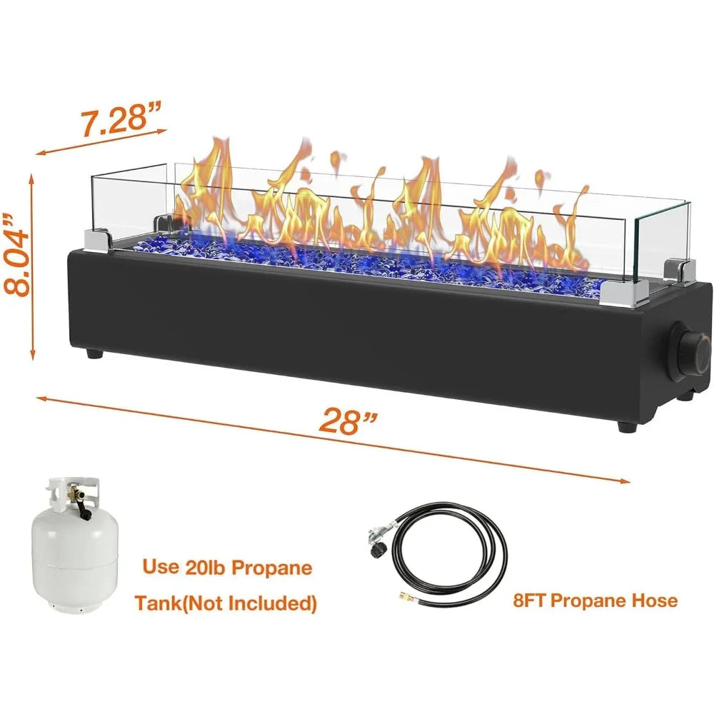 28-inch Table Top Propane Fire Pit, 40,000 BTU  Patio, Outdoor; Portable Fireplace