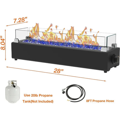 28-inch Table Top Propane Fire Pit, 40,000 BTU  Patio, Outdoor; Portable Fireplace