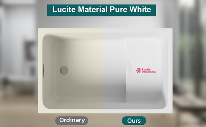 43" Acrylic Freestanding Bathtub, Soaking Tub w/Seat, Chrome Overflow, Gloss White Bathtub