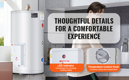 SucceBuy Electric Water Heater 40/70L Tank Instant Hot Water Heater 1.6Kw Tankless Water Heater w/ LED  110v