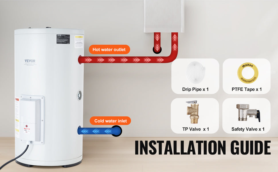 SucceBuy Electric Water Heater 40/70L Tank Instant Hot Water Heater 1.6Kw Tankless Water Heater w/ LED  110v