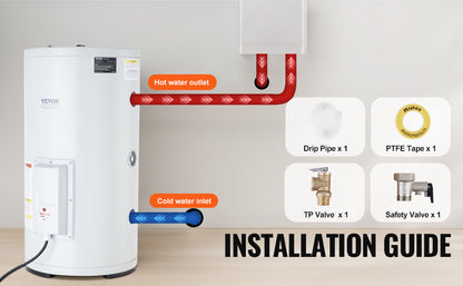SucceBuy Electric Water Heater 40/70L Tank Instant Hot Water Heater 1.6Kw Tankless Water Heater w/ LED  110v